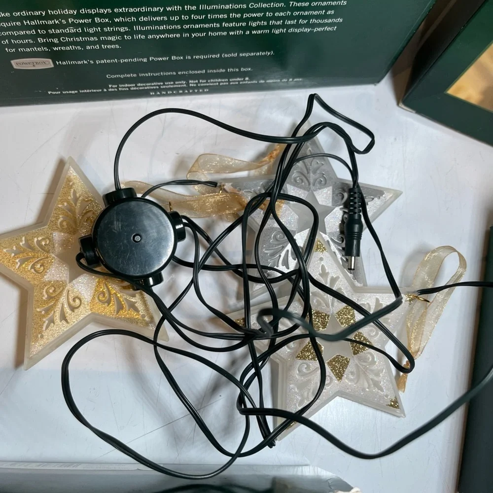 VTG Hallmark Illuminations Starlight Starbright Ornaments 4 Boxes